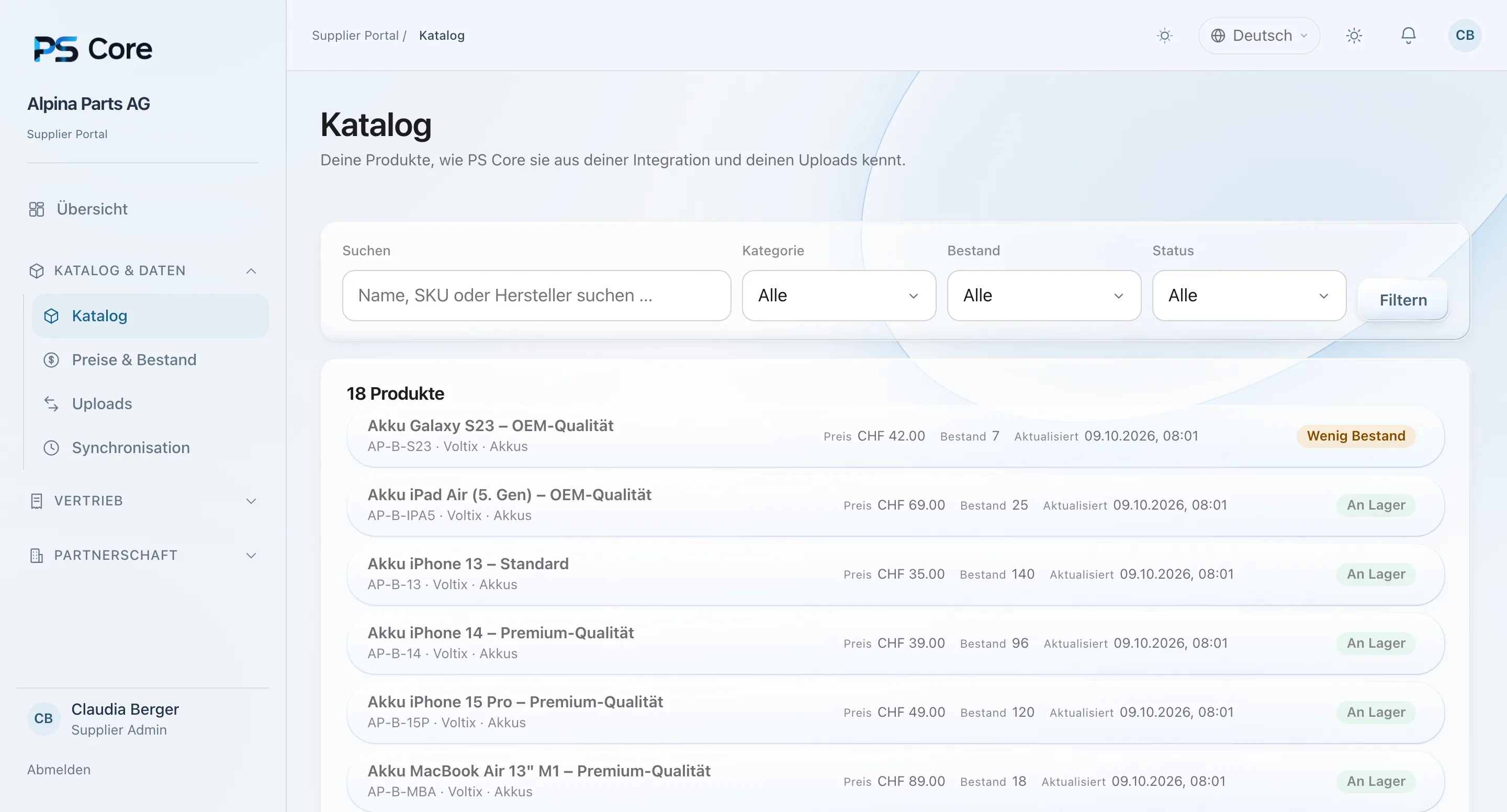 PS Core – Ersatzteile mit wenigen Klicks.