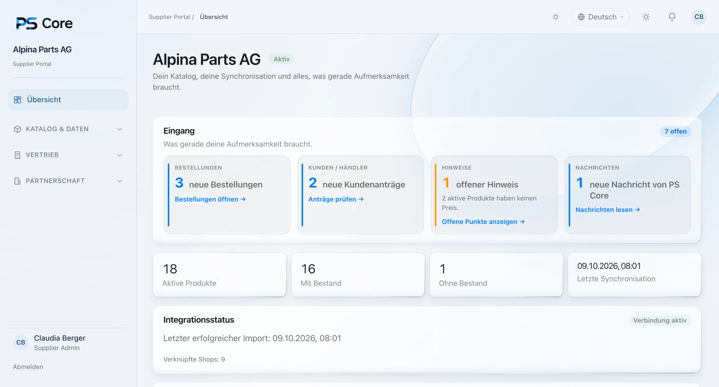 PS Core – Übersicht mit offenen Punkten