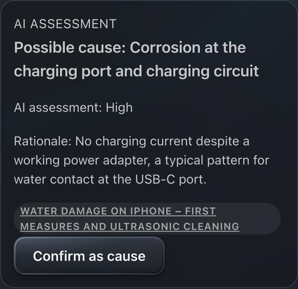PS Core – AI diagnosis with assessment and possible causes