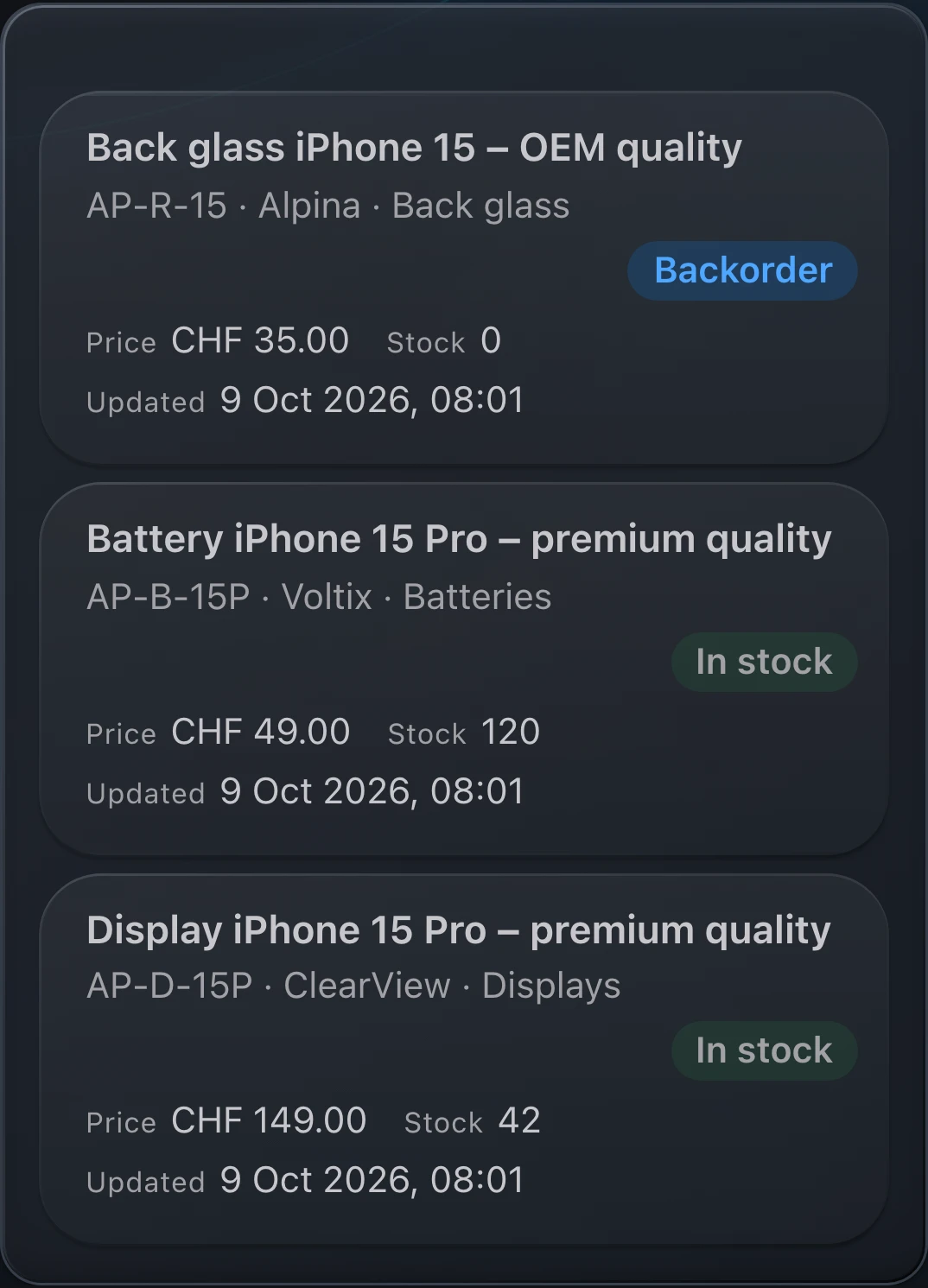 PS Core – Spare parts in a few clicks.