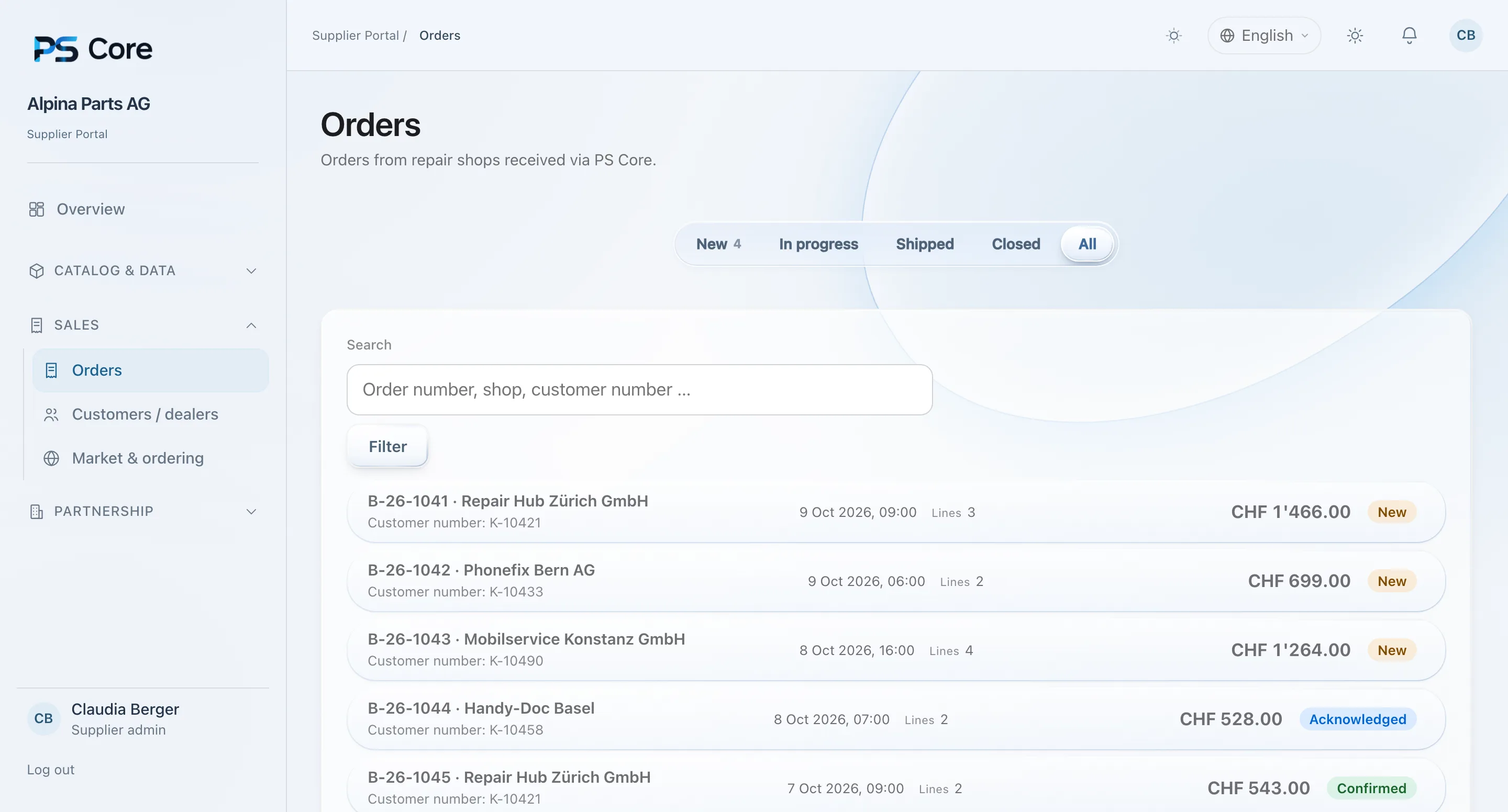PS Core – Orders