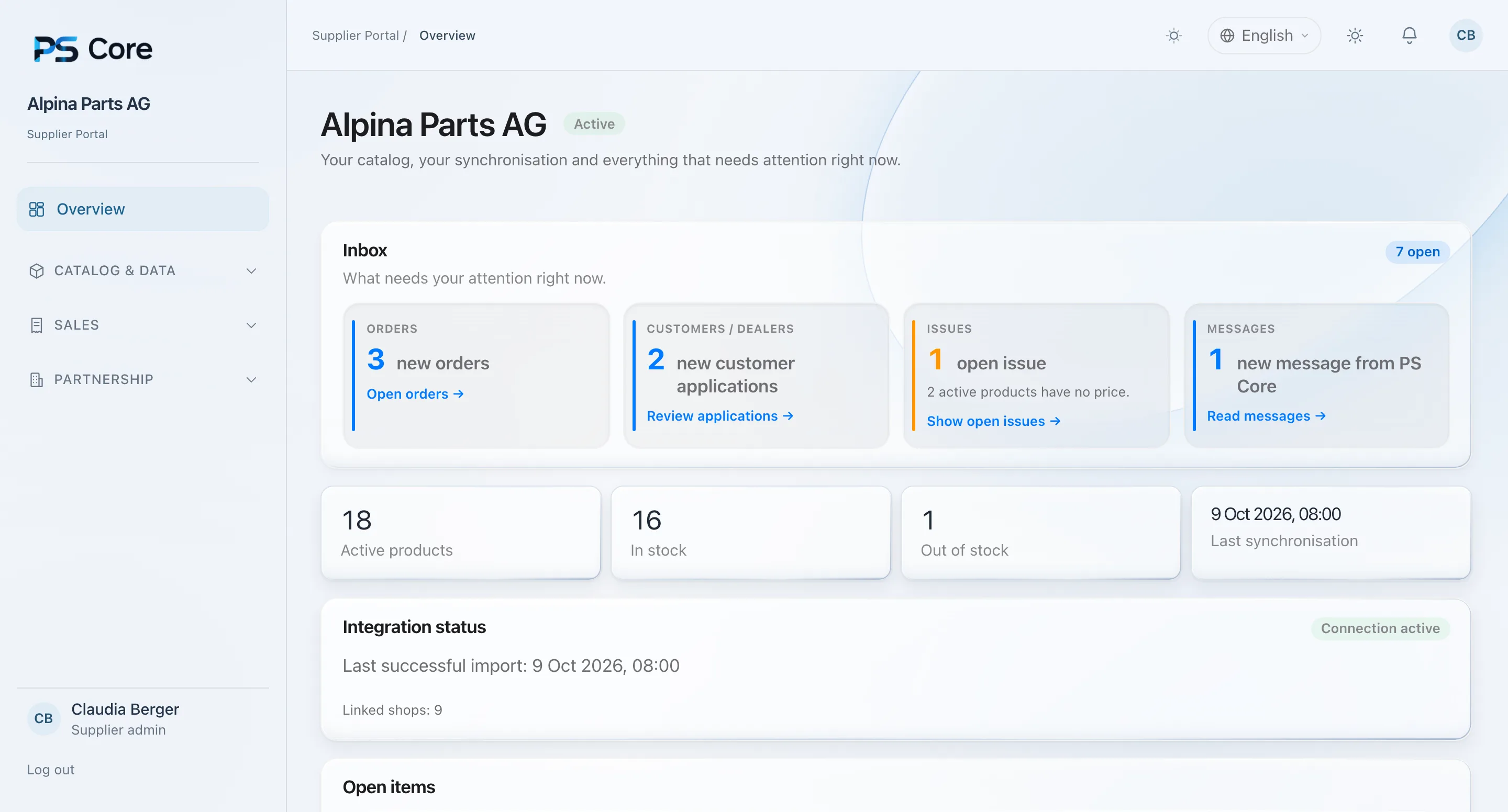 PS Core – Overview with open items