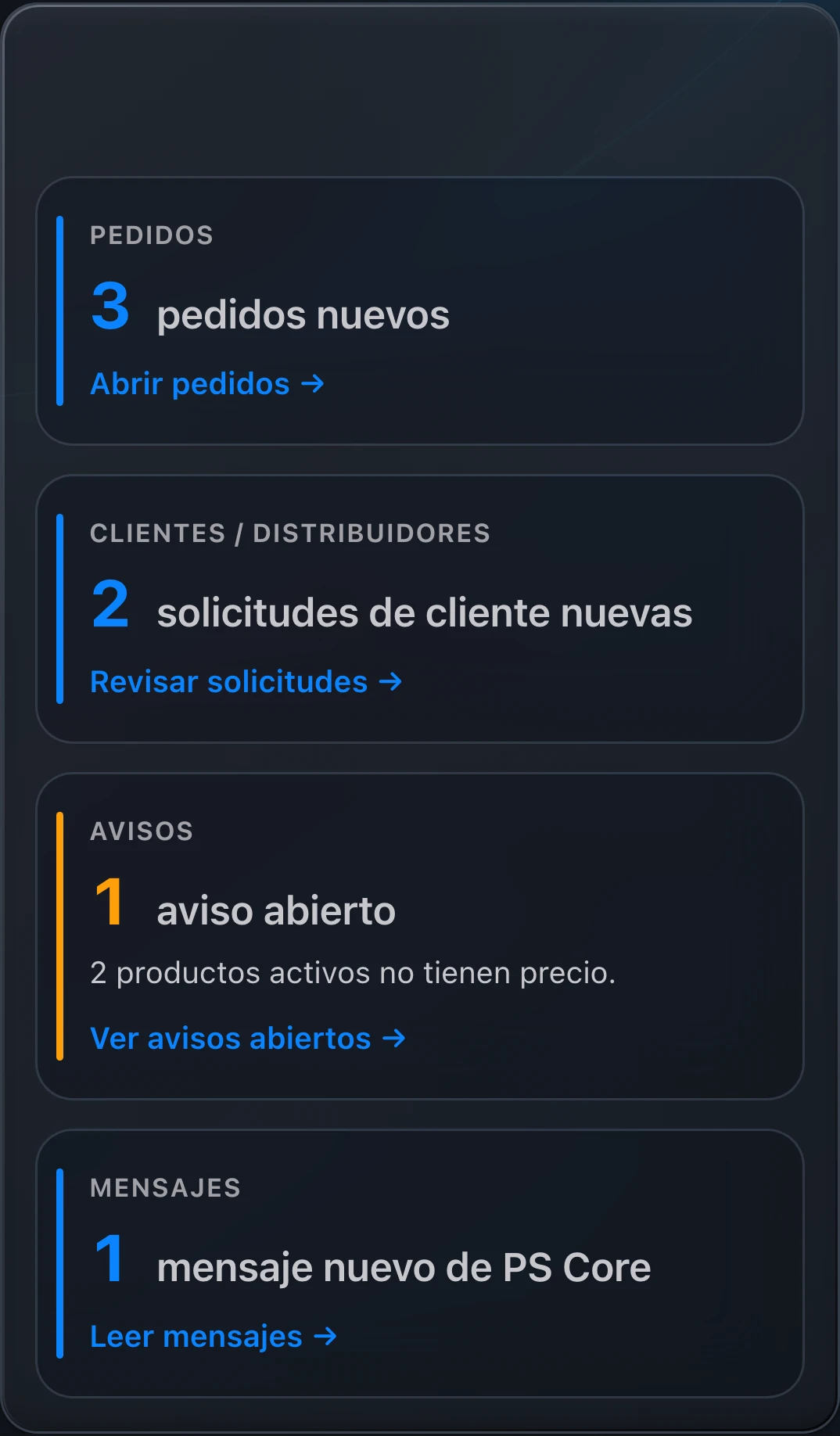 PS Core – Resumen con puntos abiertos