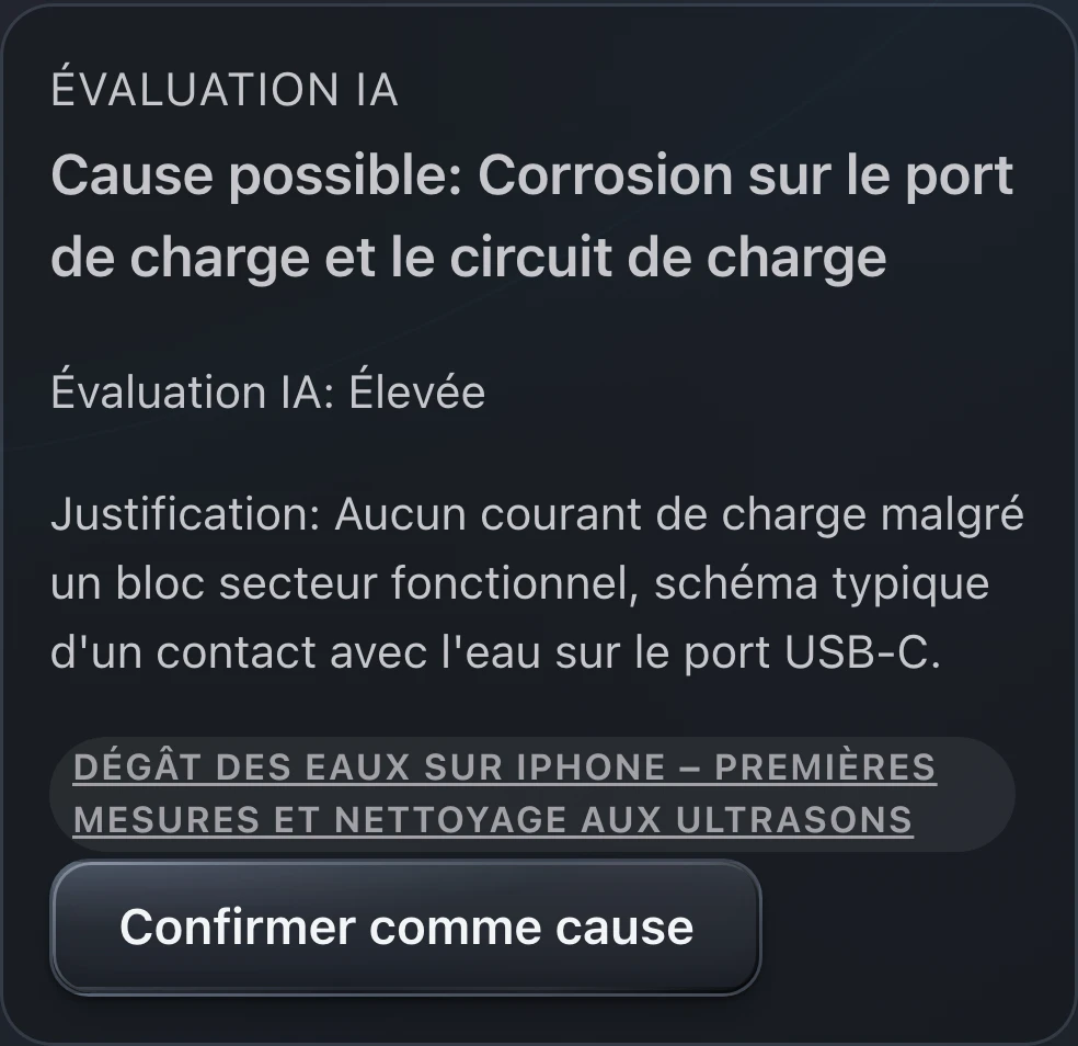 PS Core – Diagnostic IA avec évaluation et causes possibles