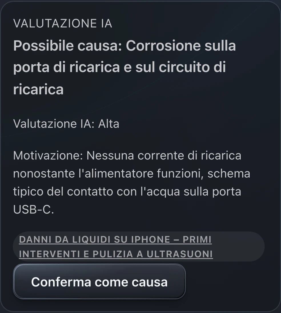 PS Core – Diagnosi IA con valutazione e possibili cause