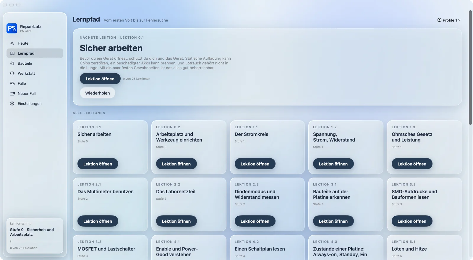 RepairLab – Vom ersten Volt
bis zur Fehlersuche.