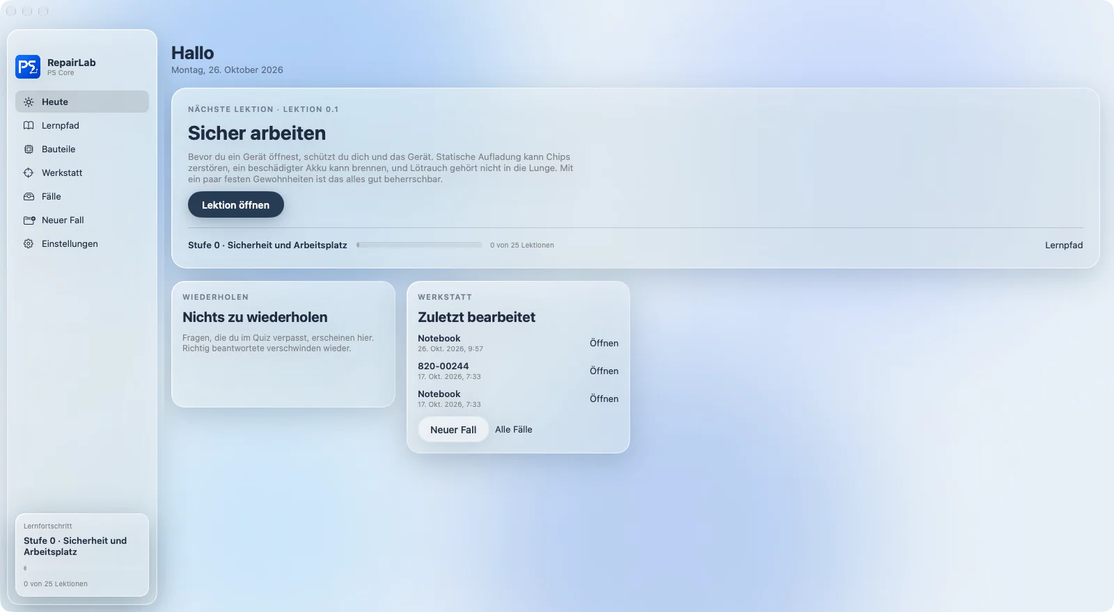 RepairLab – Board-Reparatur,
Schritt für Schritt.